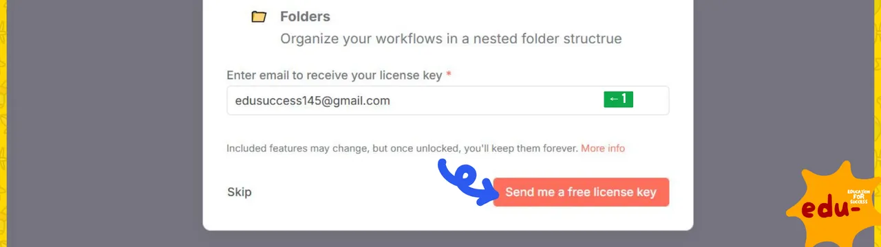 Screen of get n8n licence key