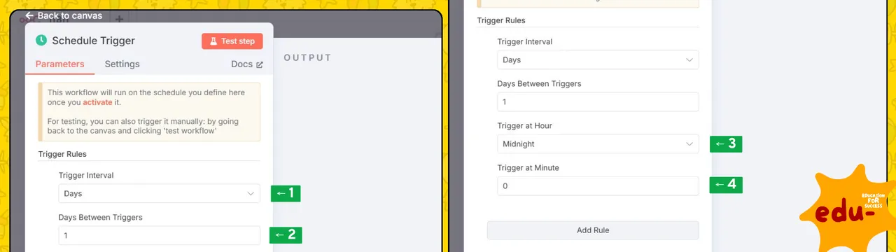 Screen of Setting Schedule Trigger