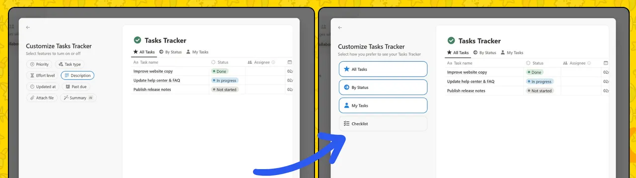 Screen of Notion Database