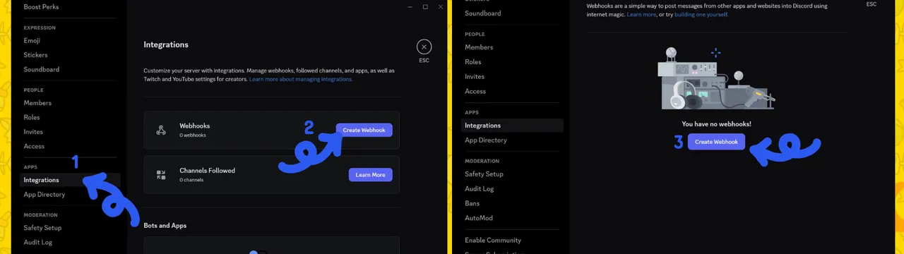 Screen of Create Discord Webhook